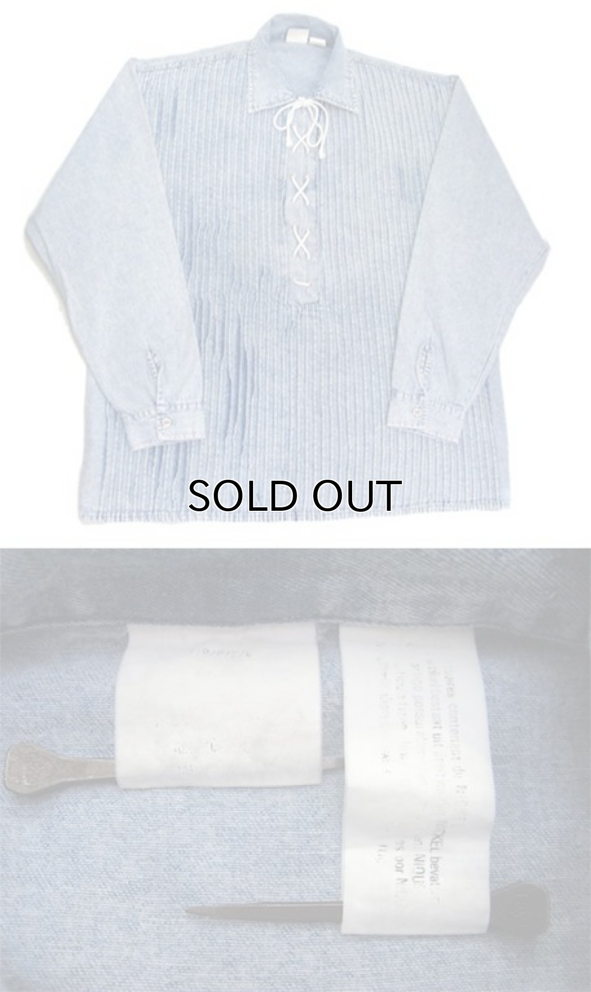 画像3: Europe  Acid Wash L/S Lace Up Pullover Shirts　Blue　size L-XL (表記不明) (3)