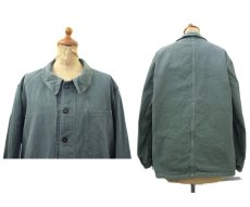 画像2: 1950's French Military Cotton Twill Jacket　GREEN　size M (2)