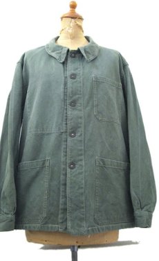 画像1: 1950's French Military Cotton Twill Jacket　GREEN　size M (1)
