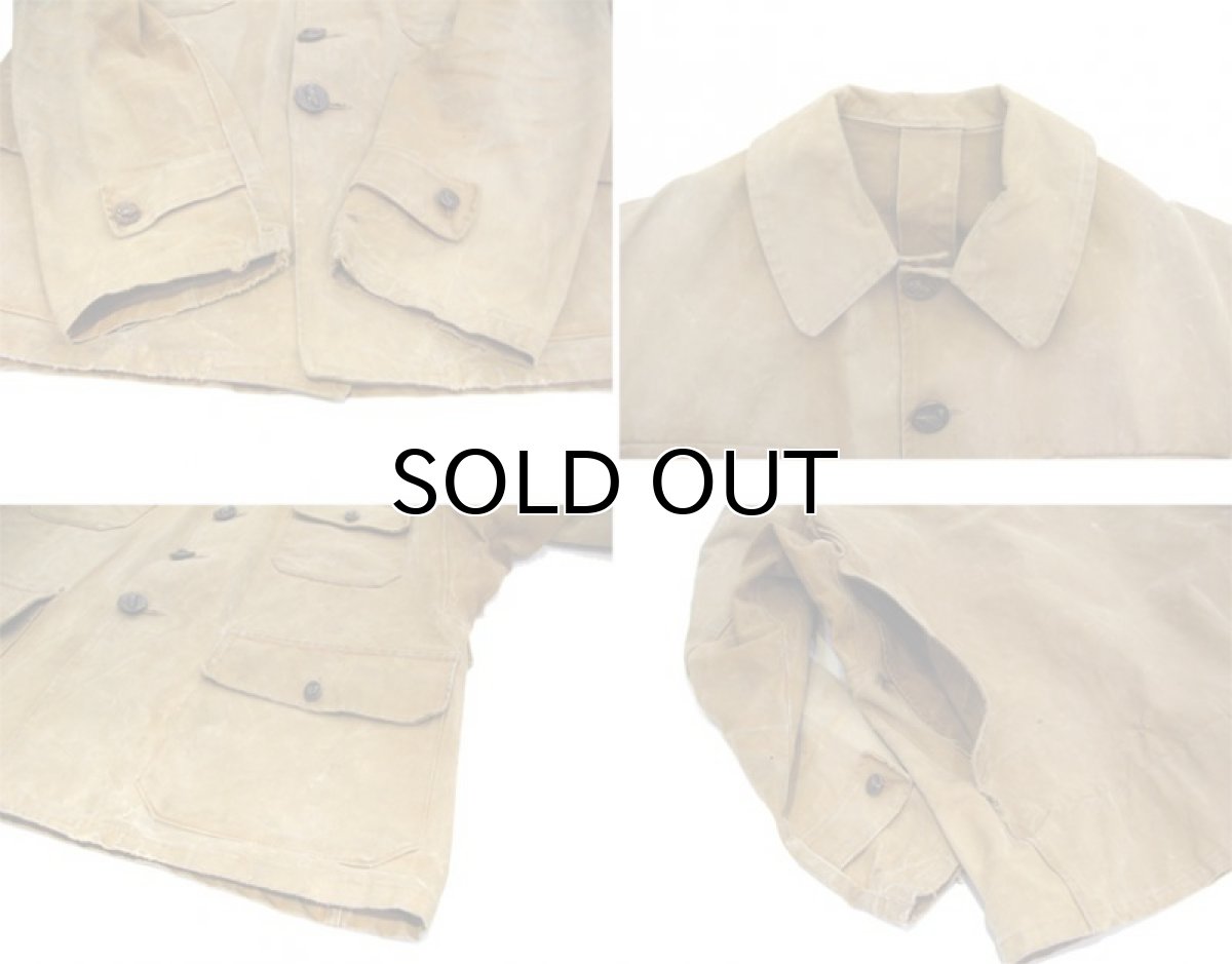 画像4: 1940's French Work Cotton Canvas Hunting Jacket　BEIGE　size M (4)