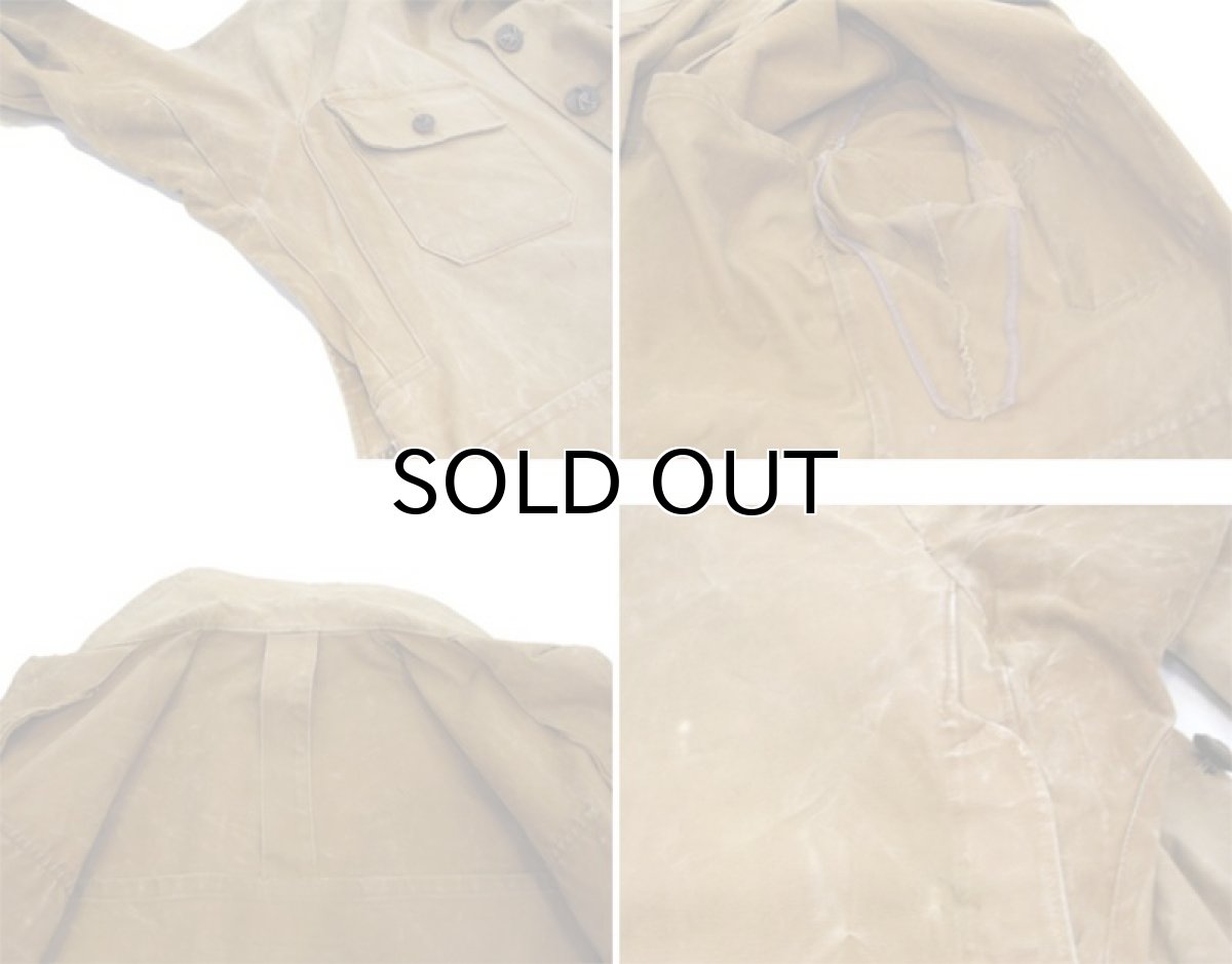 画像5: 1940's French Work Cotton Canvas Hunting Jacket　BEIGE　size M (5)