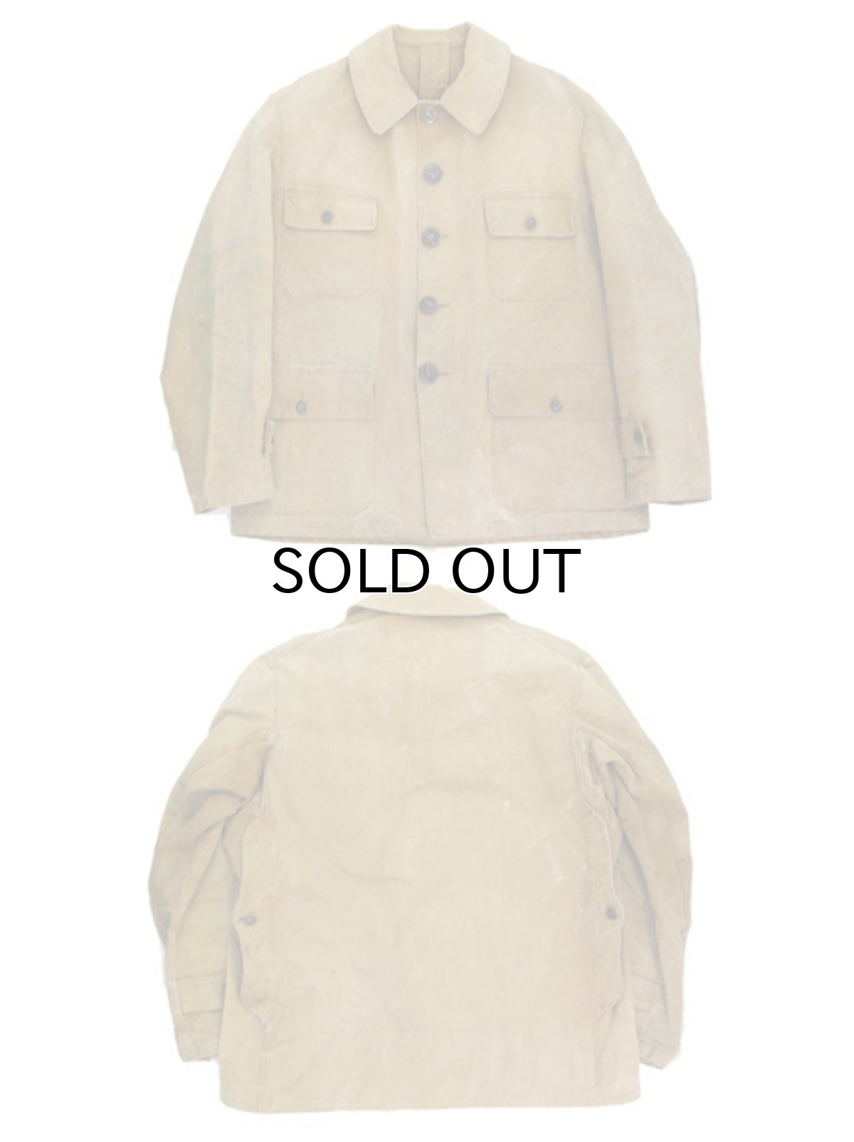 画像3: 1940's French Work Cotton Canvas Hunting Jacket　BEIGE　size M (3)