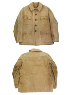 画像3: 1940's French Work Cotton Canvas Hunting Jacket　BEIGE　size M (3)