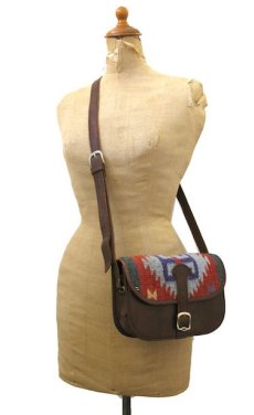 画像1: Kilim x Leather Shoulder Bag　BROWN (1)