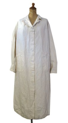 画像1: 1950's French Military Linen Hospital Coat　Dead Stock one-washed　Natural　size XS (1)