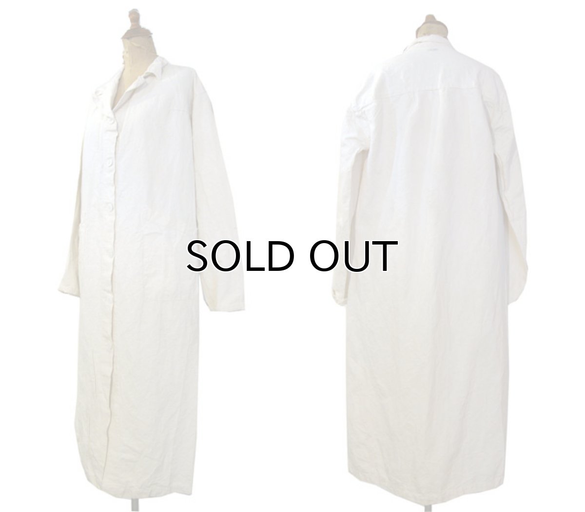 画像2: 1950's French Military Linen Hospital Coat　Dead Stock one-washed　Natural　size XS (2)