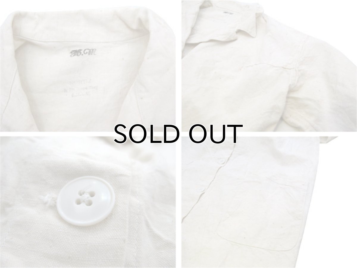 画像3: 1950's French Military Linen Hospital Coat　Dead Stock one-washed　Natural　size XS (3)