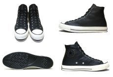 画像2: NEW Converse "First String" Hi-Cut Leather Sneaker　Black / White　size 10 (2)