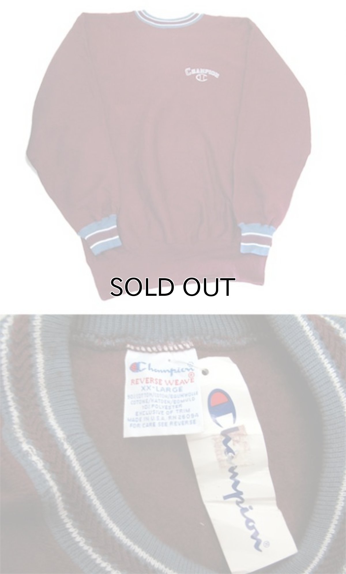 画像3: 1990's Champion Reverse Weave Trim Sweat Shirts -Dead Stock- Burgundy size 2XL (表記XXL) (3)