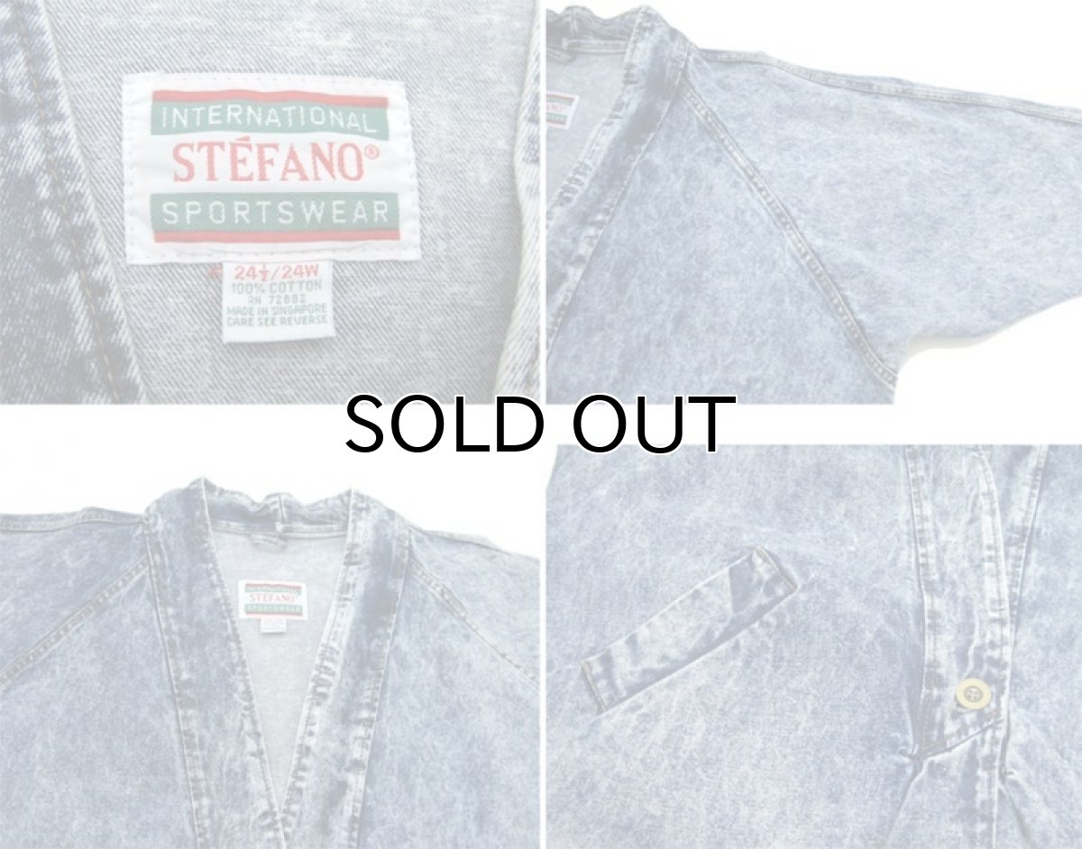 画像3: 1980's~ "STEFANO" Chemical Wash Denim Design Coat Blue Denim size XL~ (表記24 1/2) (3)
