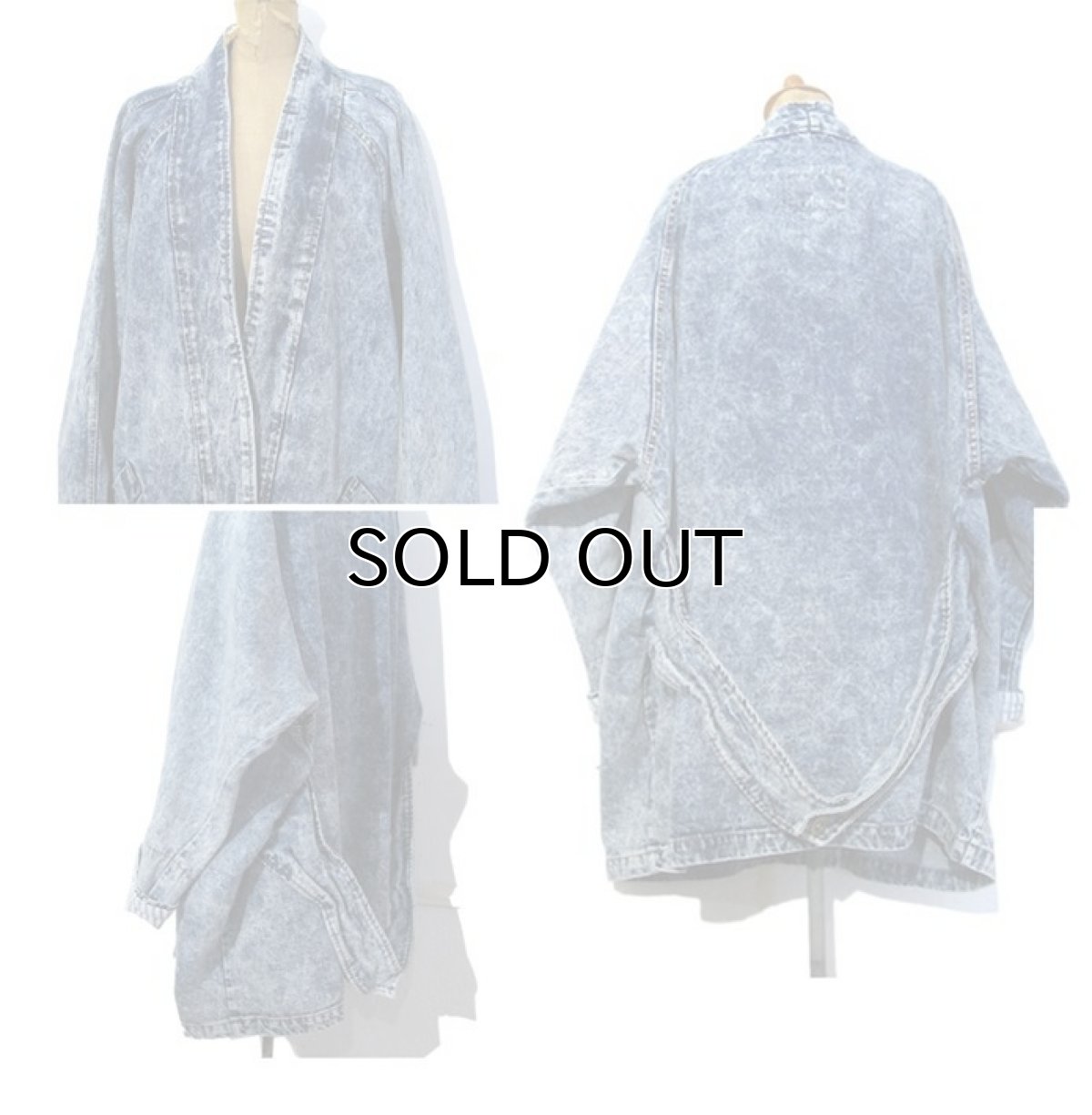 画像2: 1980's~ "STEFANO" Chemical Wash Denim Design Coat Blue Denim size XL~ (表記24 1/2) (2)