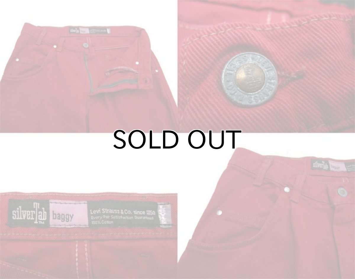 画像4: 1990's Levi's "Silver Tab" BAGGY Tuck Denim Pants　Red　size w 32 inch (表記 31 x 30) (4)