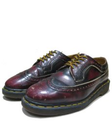 画像1: "Dr.Martins" 5-Hole Wing Tip Leather Shoes  made in ENGLAND　BURGUNDY　size UK 8 (27cmぐらい) (1)