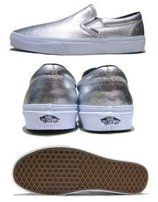 画像2: NEW "VANS" Metallic Leather Slip-On Sneaker　SILVER　size 10 (28cm) (2)