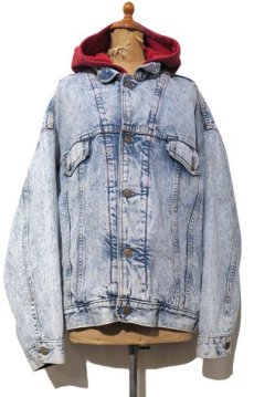 画像1: 1990's Levi's "75076" Chemical Wash Denim Jacket with Sweat  made in CANADA　Blue　size XL (表記 L) (1)