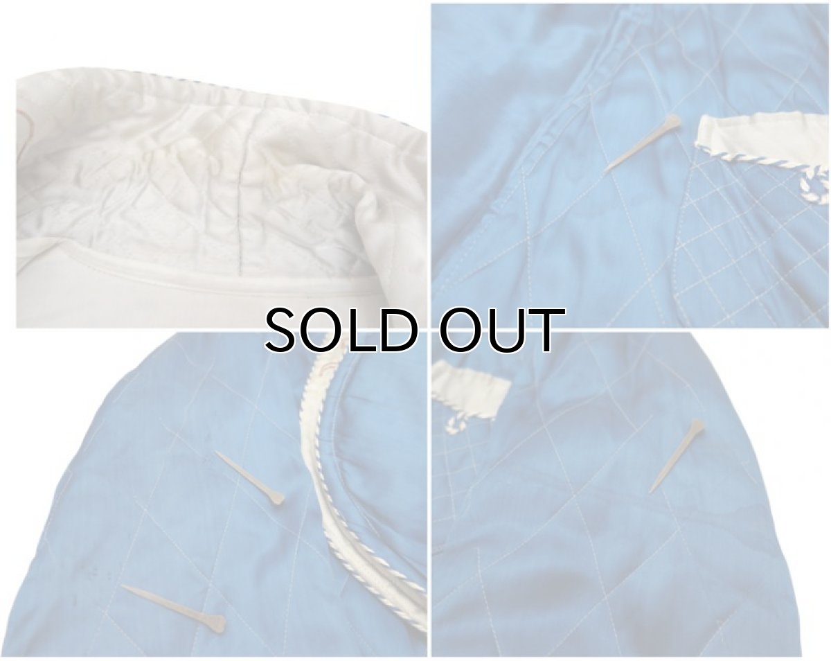 画像4: 1950's Souvenir Satin Gown　BLUE / NATURAL　size M-L (表記なし) (4)