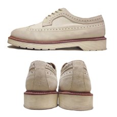 画像2: "Dr.Martins" 5-Hole Wing Tip Canvas/Suede Shoes　Light Beige　size UK 9 (28cmぐらい) (2)