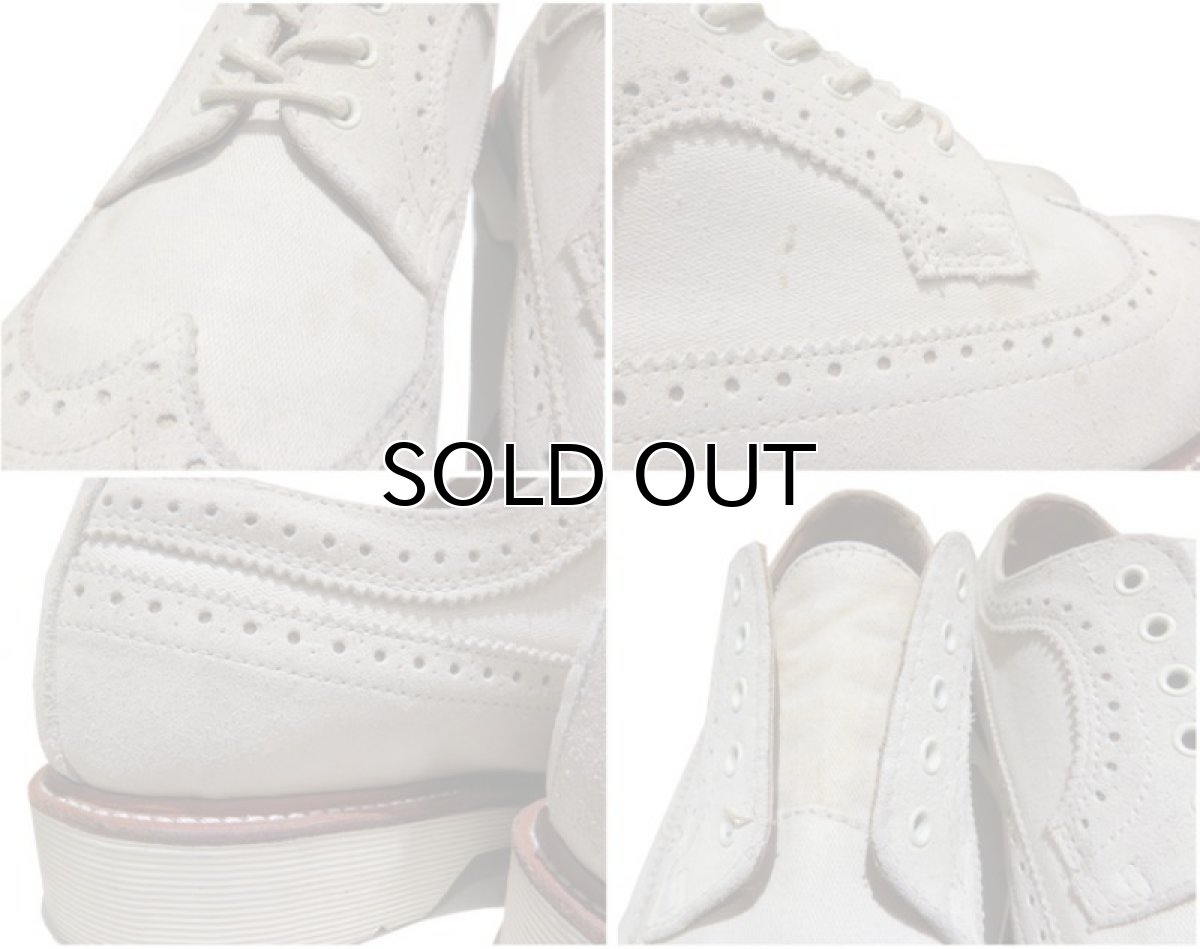 画像6: "Dr.Martins" 5-Hole Wing Tip Canvas/Suede Shoes Light Beige size UK 9 (28cmぐらい) (6)