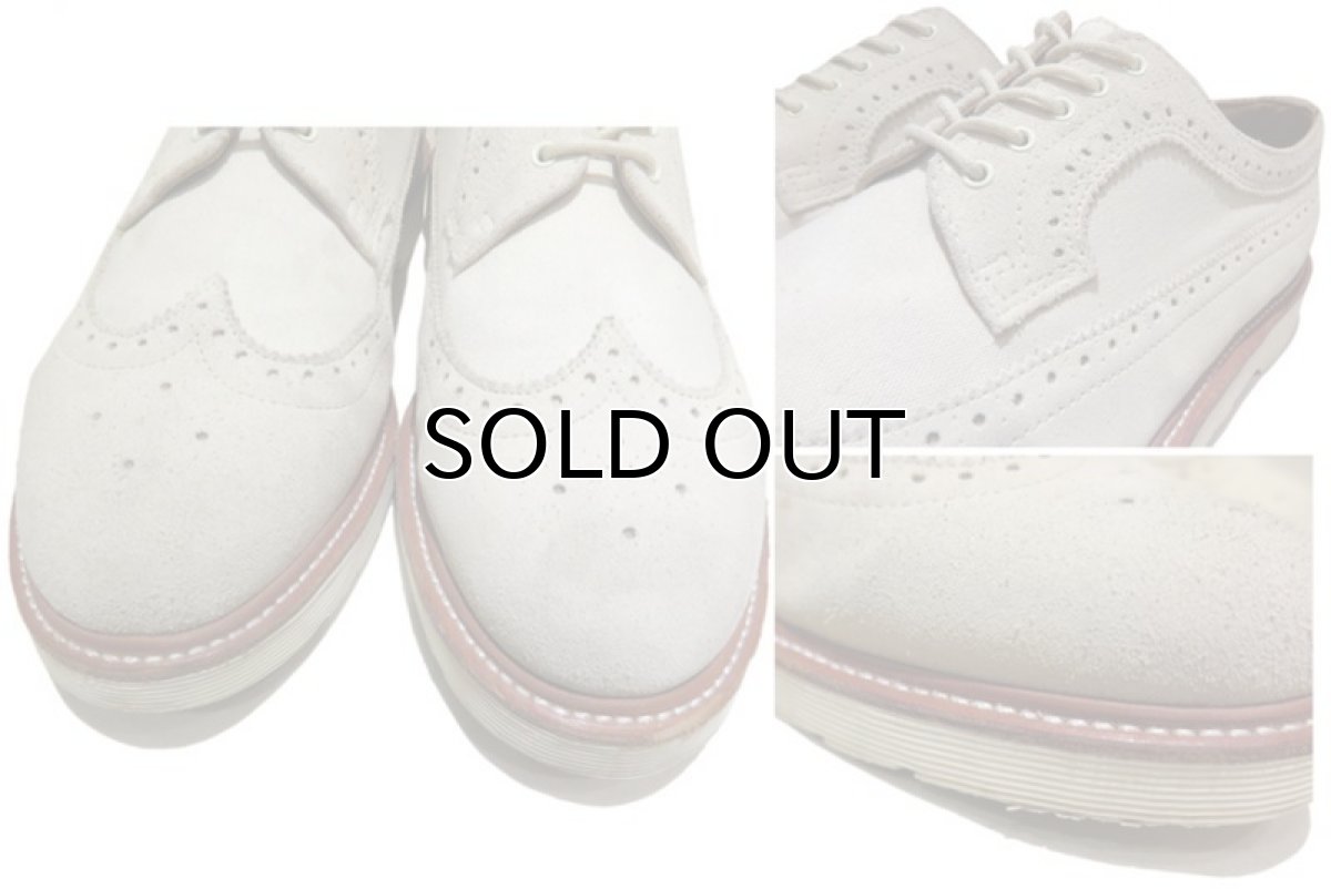 画像4: "Dr.Martins" 5-Hole Wing Tip Canvas/Suede Shoes Light Beige size UK 9 (28cmぐらい) (4)