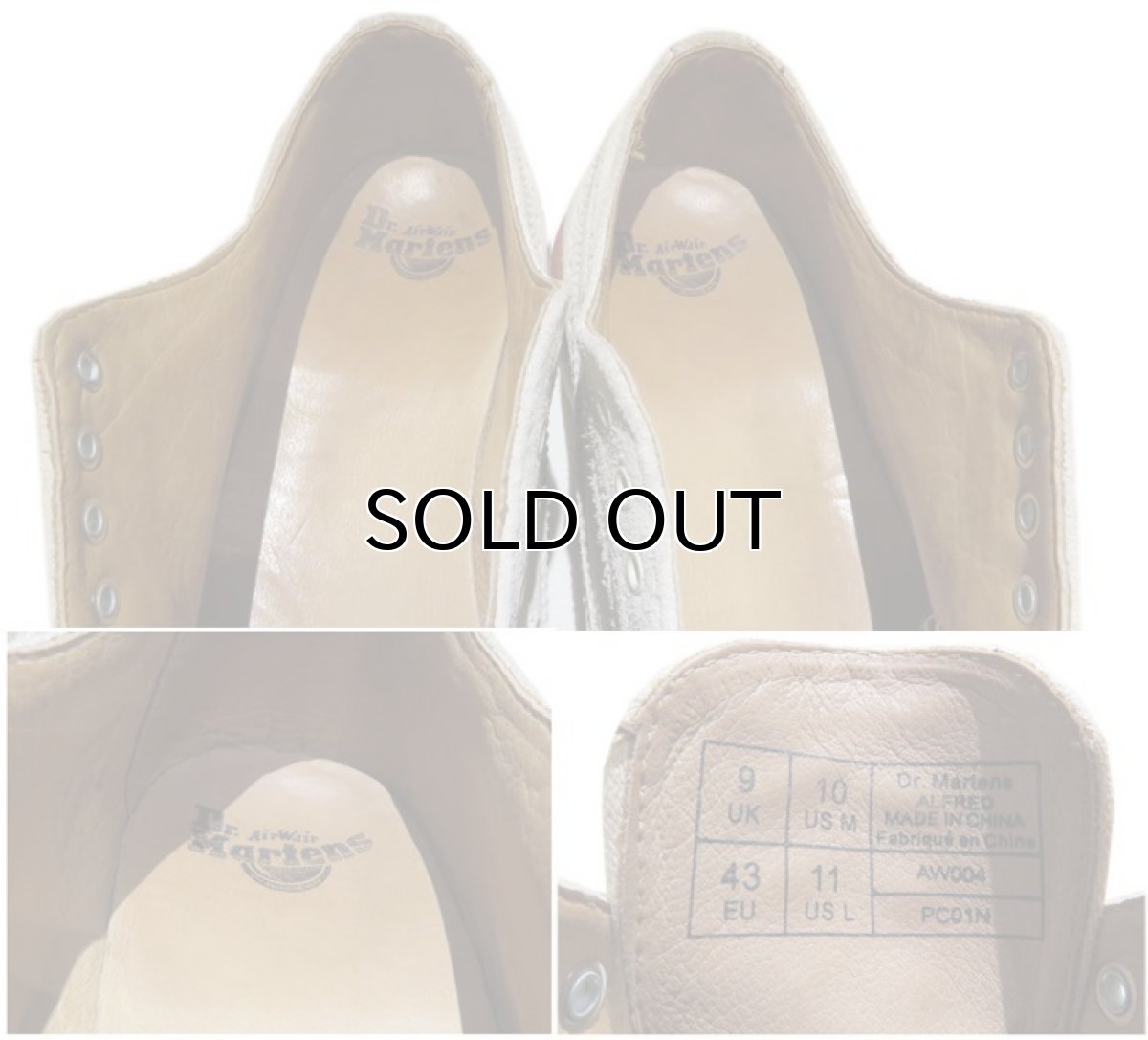 画像5: "Dr.Martins" 5-Hole Wing Tip Canvas/Suede Shoes Light Beige size UK 9 (28cmぐらい) (5)