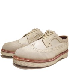 画像1: "Dr.Martins" 5-Hole Wing Tip Canvas/Suede Shoes　Light Beige　size UK 9 (28cmぐらい) (1)