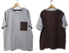 画像2: " Note and Pen the poem " ノートとペン　"ポエムのポケットTee2"　GREY/BROWN (2)