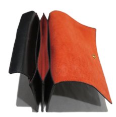 画像4: "JUTTA NEUMANN" Leather Wallet "the Waiter's Wallet"  color : Black / Orange 長財布 (4)