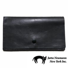 画像1: "JUTTA NEUMANN" Leather Wallet "the Waiter's Wallet"  color : Black / Orange 長財布 (1)