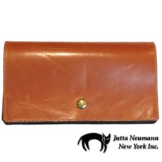 画像1: "JUTTA NEUMANN" Leather Wallet "the Waiter's Wallet"  color : Caramel / Turquoise Blue (1)