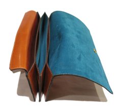 画像7: "JUTTA NEUMANN" Leather Wallet "the Waiter's Wallet"  color : Caramel / Turquoise Blue (7)