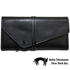 画像1: "JUTTA NEUMANN" Leather Wallet "String Wallet"  color : Black / Brown 長財布 (1)