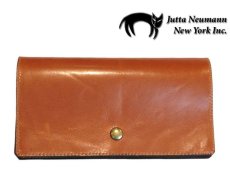 画像2: "JUTTA NEUMANN" Leather Wallet "the Waiter's Wallet"  color : Caramel / Turquoise Blue (2)