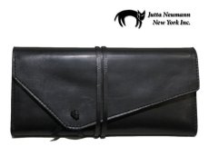 画像2: "JUTTA NEUMANN" Leather Wallet "String Wallet"  color : Black / Brown 長財布 (2)