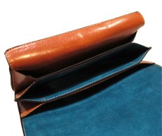 画像8: "JUTTA NEUMANN" Leather Wallet "the Waiter's Wallet"  color : Caramel / Turquoise Blue (8)