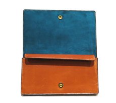 画像6: "JUTTA NEUMANN" Leather Wallet "the Waiter's Wallet"  color : Caramel / Turquoise Blue (6)