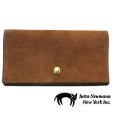 画像1: "JUTTA NEUMANN" Leather Wallet "the Waiter's Wallet"  -Suede-  color : Suede Brown / Orange (1)