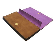 画像5: "JUTTA NEUMANN" Leather Wallet "the Waiter's Wallet"  -Suede-  color : Suede Brown / Lavender (5)