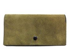 画像2: "JUTTA NEUMANN" Leather Wallet "the Waiter's Wallet"  -Suede-  color : Suede Green / Dark Brown (2)