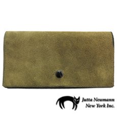 画像1: "JUTTA NEUMANN" Leather Wallet "the Waiter's Wallet"  -Suede-  color : Suede Green / Lime Green (1)
