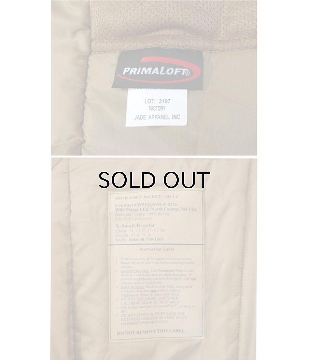 画像7: U.S. ARMY  "WILD THINGS" Level7 High Loft Jacket  Dead Stock　MALTICAM　size X-SMALL-REGULAR (7)