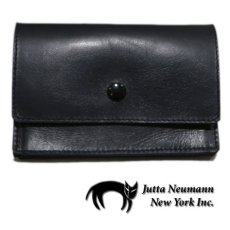 画像1: "JUTTA NEUMANN" Leather Wallet "the Waiter's Wallet"  Medium Size　color : Black / Yellow (1)