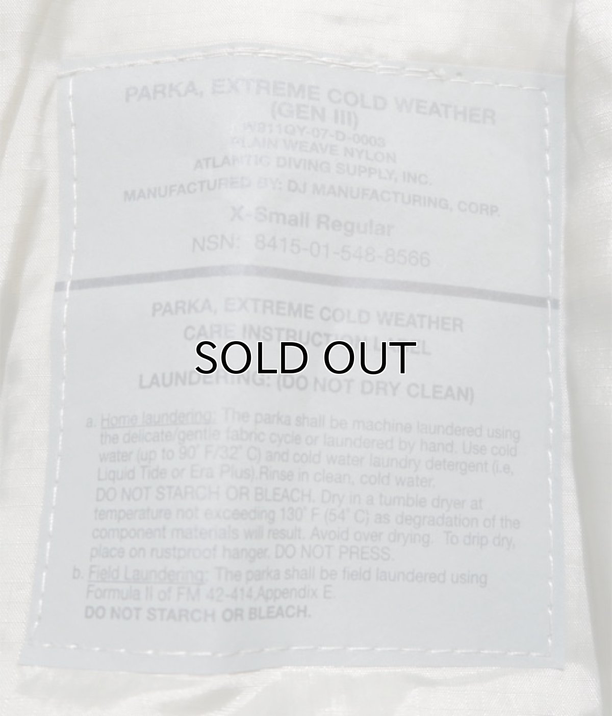 画像5: U.S. ARMY ECWCS GEN III Level7 Primaloft Jacket  Dead Stock　size XS-R , SMALL-R (5)