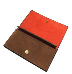 画像9: "JUTTA NEUMANN" Leather Wallet "the Waiter's Wallet"  -Suede-  color : Suede Brown / Orange (9)