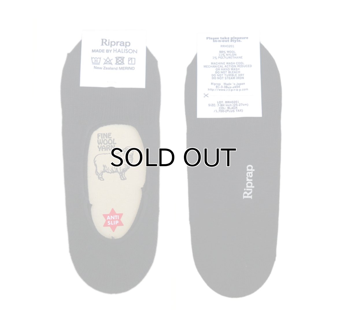 画像2: Riprap HALISON Nz MERINO "INVISIBLE SOCKS"　color : BLACK　size FREE (25~27cm) (2)