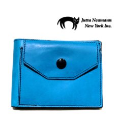 画像1: "JUTTA NEUMANN" Leather Wallet with Change Purse   color : Turquoise / Pink (1)