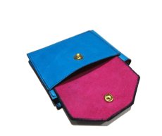 画像7: "JUTTA NEUMANN" Leather Wallet with Change Purse   color : Turquoise / Pink (7)