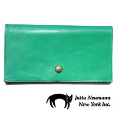 画像1: "JUTTA NEUMANN" Leather Wallet "the Waiter's Wallet"  color : Kelly Green / Olive 長財布 (1)