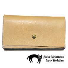 画像1: "JUTTA NEUMANN" Leather Wallet "the Waiter's Wallet"  color : Camel Shine / Lt.Blue　長財布 (1)