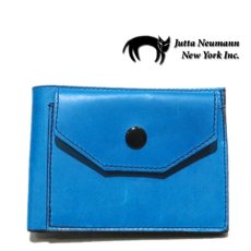 画像1: "JUTTA NEUMANN" Leather Wallet with Change Purse   color : Turquoise / Yellow (1)