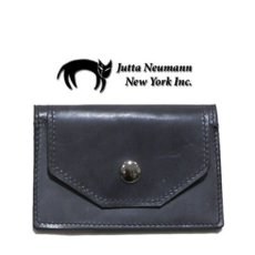 画像1: "JUTTA NEUMANN" Leather Card Case with Change Parse　color : Charcoal / Yellow Green (1)